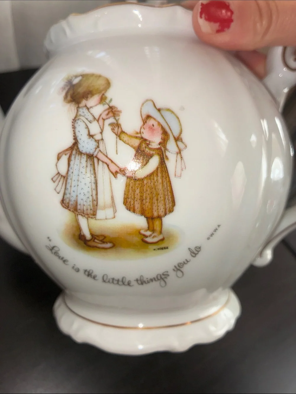 Vintage HOLLY HOBBIE PORCELAIN Tea Kettle RARE!
